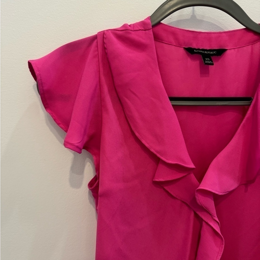 Banana Republic Pink Ruffled Wrap Blouse - Picture 7 of 9